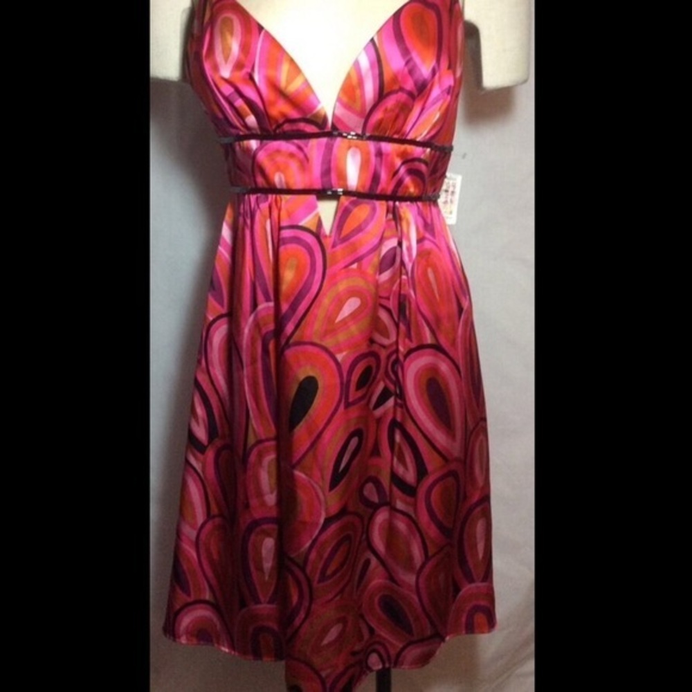 NWT ABS Silk Geometric Print Cocktail Dress Size 6